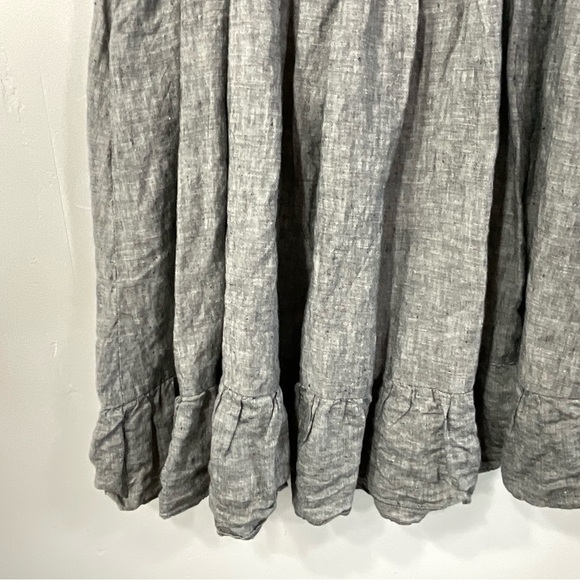 Cynthia Rowley Dress Grey Linen Ruffle Hem Sleeveless Midi Size 10 - Picture 6 of 11